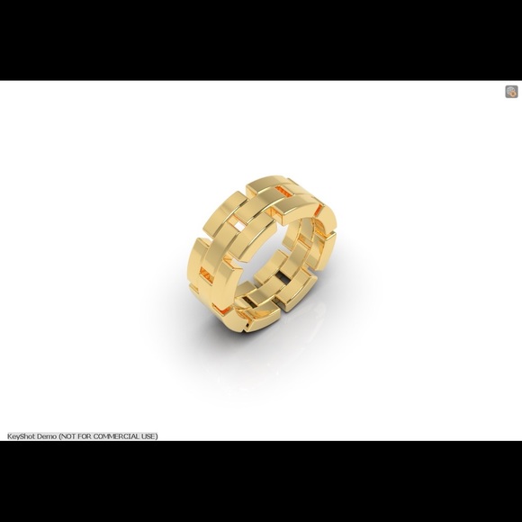 Men's Solid Silver Block Eternity Ring Eng Band Stackable - Picture 3 of 5